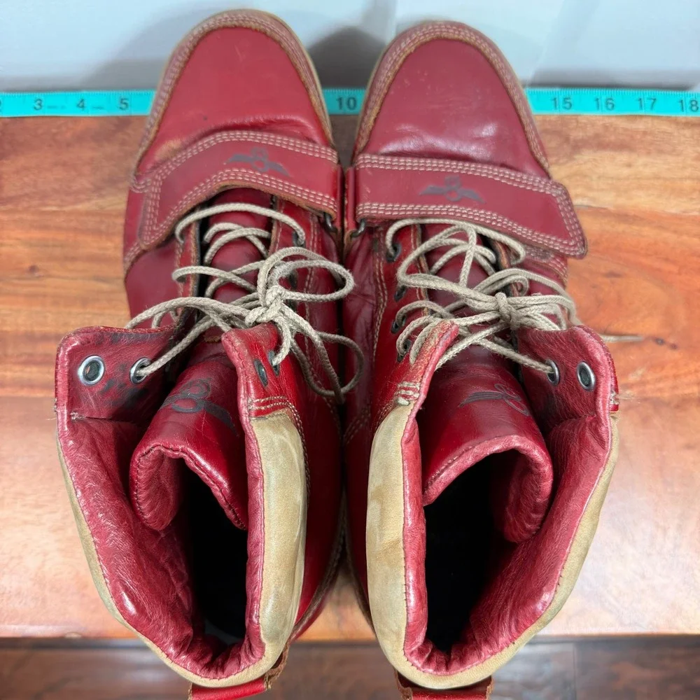 Creative Recreation Mens Red Leather High Top Boots BCR4M30 BS13 Size 12 READ
